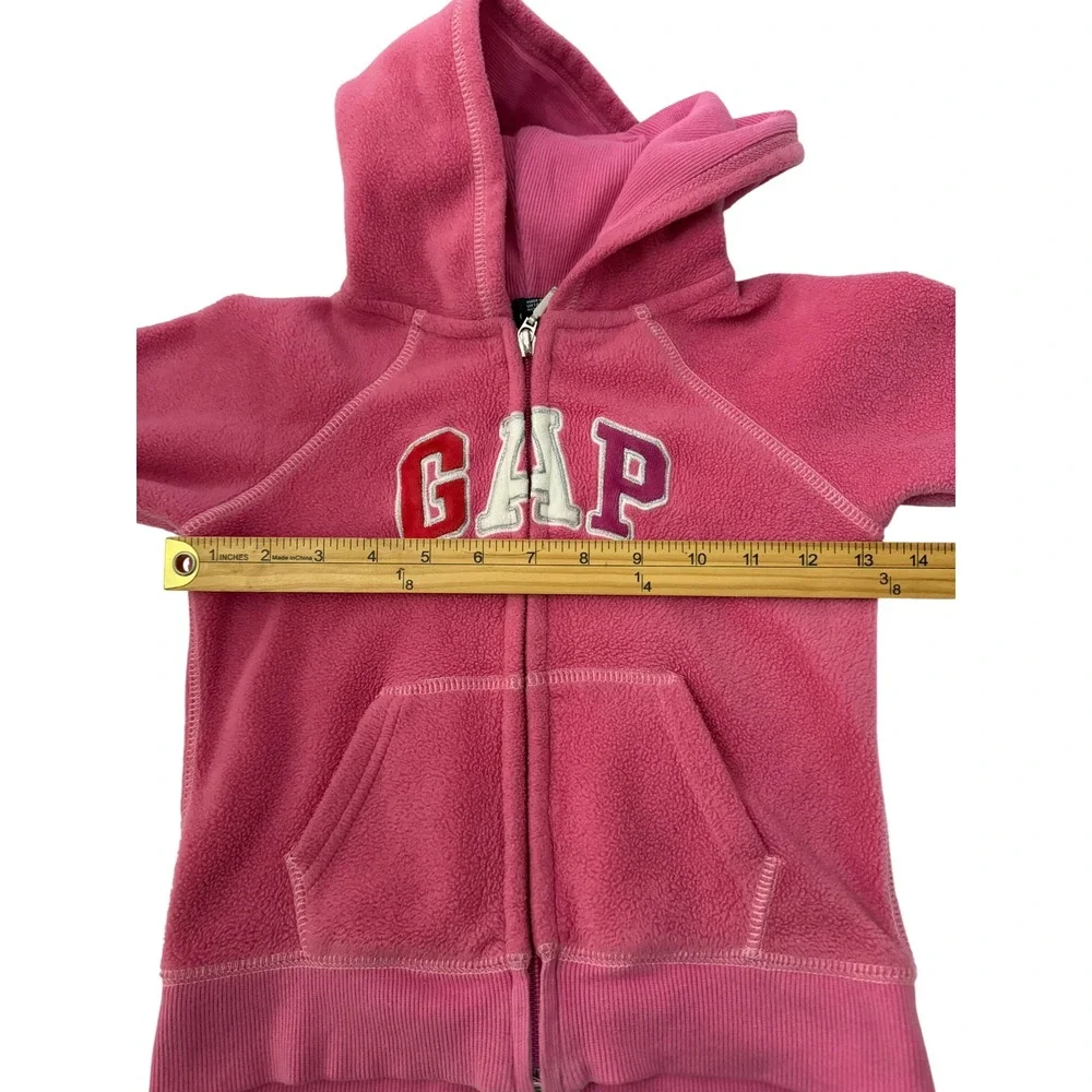 Baby Gap Toddler Girls Pink Fleece Zip Up Hoodie Arch Logo Sweatshirt Size 5T